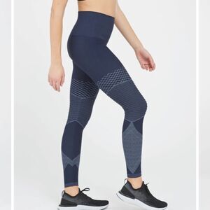 Spanx look at me now seamless moto leggings black/grey new 1x